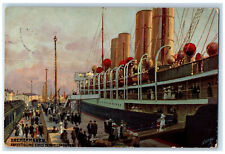 1912 Bremerhaven Dispatch Of A Fast Steamer Germany Oilette Tuck Art Postcard picture