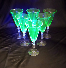 Cambridge Water Goblets 3035 Glass VTG 1940's UV Reactive Uranium picture