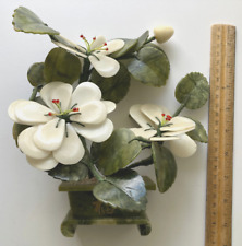 Oriental Stone Carved Jade Agate Bonsai Magnolia Four Flower Tree 9