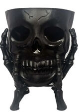 Halloween Haunted Skeleton Skull Candy Dish Bowl Or Centerpiece Goth Black  New picture
