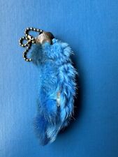 Vintage 1960s lucky charm U.S. blue rabbit foot keychain picture