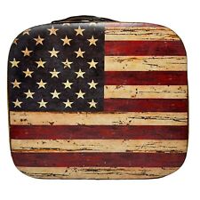 Decorative Distressed American Flag Suitcase Style Hinged Latch Box picture