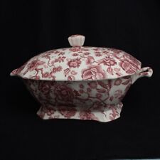 Vintage Johnson Bros Tureen Soup Chippendale XL Pink Red lidded 17” EUC picture