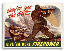 “Give 'Em More Firepower” 1943 Vintage Style WW2 War Poster - 18x24 picture