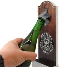 Rustic Wall Mounted Vintage Wooden Bottle Opener with Cap  Ideal for Beer Lovers picture