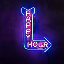 Happy Hours Arrow Neon Light Sign Visual Shop Bar Party Corridor Wall 14
