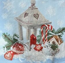TWO Individual Decoupage Paper Lunch Napkin Christmas Lantern  picture