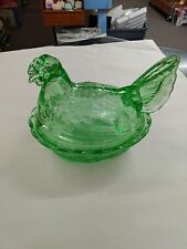 Vintage Green Glass Hen On Nest picture