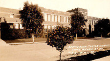 RPPC Jefferson Junior High School LONG BEACH California CA VINTAGE Postcard AZO picture