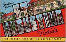1940s ST. AUGUSTINE Florida Large Letter Postcard 