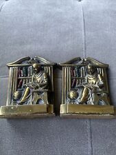 VINTAGE BRONZ BRASS BOOKENDS RELIGIOUS BISHOP/MONK READING IN LIBRARY picture