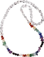 Clear Quartz 7 Chakra Beaded Necklace Tumbled Healing Crystals Spiritual picture