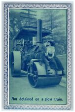 1911 Couple Kissing Romance Steamroller Tractor Bamforth Camas WA Postcard picture