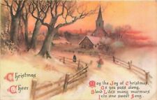 c1920 People Village Road Church Christmas P291 picture