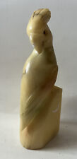 Vintage Italian Alabaster Marble Hand-Carved Cockatoo Bird Figurine Bookend picture