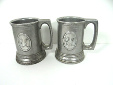 Country Ware Pewter Set of 2 Tankards Mug 1975 Mongrammed U picture
