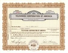 Television Corporation of America - 1974 dated Entertainment Stock Certificate - picture