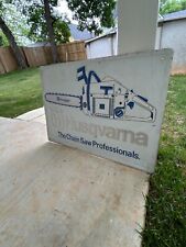 ORIGINAL Vintage EMBOSSED Husqvarna Chainsaws tin tacker sign advertising picture