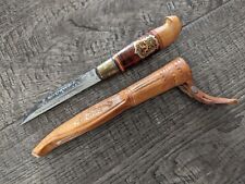 Vintage Iisakki Jarvenpaa Kauhava Finland Knife & Stitched Leather Sheath picture