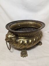 Antique Brass Lion Head Jardiniere Hand Hammered Late 19th Century French style picture