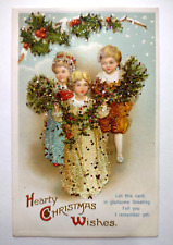 Christmas Postcard Ellen Clapsaddle Children Mica Glitter Germany 1292 Unused picture
