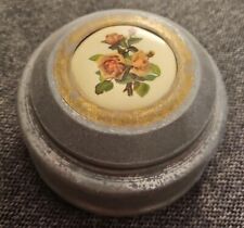 Vintage Antique Powder Puff Wind-up Music Box Plays When Irish Eyes Are Smiling picture
