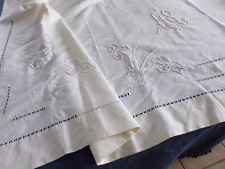 Sheet IN Cotton-Linen With Retour - Monogram Hs - 82 11/16in x 118 1/8in picture