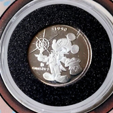 Rarities Mint DISNEY .999 PURE SILVER COIN Mickey Mouse / Pluto 1990 - 1991 picture
