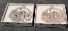 VINTGE 1986 PEWTER O'HOLY NIGHT NATIVITY SCENE CHRISTMAS ORNAMENTS (2) picture
