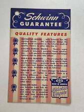 NOS original SCHWINN Made in America GUARANTEE & Price handlebar Hang TAG #3 picture