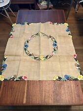 RARE Antique 34 inches Square handmade Madeira linen tablecloth beautiful N/R picture