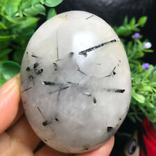 205g Rare natural black hair and white crystal intergrowth Reiki gem Healing 11 picture