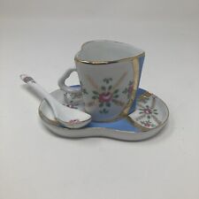 Unbranded Unusual Small Cup, Saucer And Spoon picture