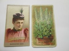   2 VINTAGE CIGARETTE CARDS. MIGNONETTE by OLD JUDGE & KATHERINE GREY by CAPORAL picture