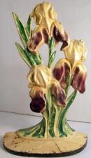 Antique All Original Cast Iron Hubley Purple Iris Flowers #469 Doorstop c1930s picture