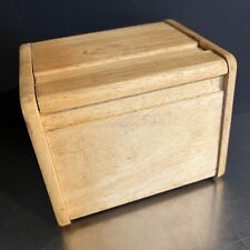 VTG Recipe Box Wooden 1980s Style Made Thailand Hinged Lid Mid Century Mod picture