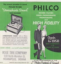 1958  Philco Portable Record Player Stereo Dealer Brochure - 1404 1408 1500 1802 picture