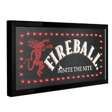 Fireball Framed & Flashing Hanging LED Sign, Bar Man Cave Game Room Wall Decor picture