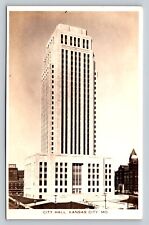 RPPC City Hall Beautiful Building KANSAS CITY MO VINTAGE Postcard DOPS 1925-1942 picture