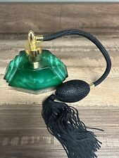 vintage bohemia Czechoslovak green perfume bottle atomizer jade malachite #2 picture