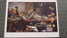 Soviet Postcard 1961 Frans Snyders Fish shop Hermitage ART picture