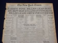 1920 NOVEMBER 3 NEW YORK TIMES - HARDING WINS, BIG REPUBLICAN GAINS - NT 8443 picture