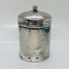 Vintage Silverplated Lidded Container 4.75” Tall Patina Look Art Decor 21 picture