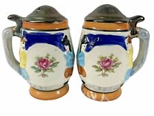 Vintage Hand Painted Japanese Stein Pitcher People Salt And Pepper Shakers  picture