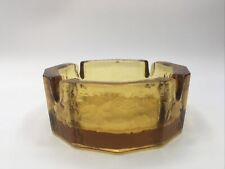 VINTAGE Textured Amber Glass Ashtray Gold Brown 4 inch Mid Century Modern Ex Con picture