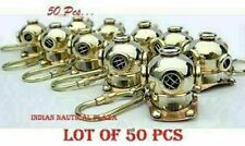 Lot Of 50 PCs Solid Brass Scuba Diving Divers Mini Helmet Key Chain Ring Gifts   picture