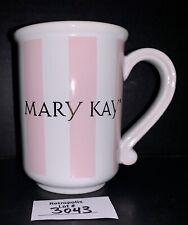 Vtg MARY KAY Pink and White Striped Ceramic Coffee Cocoa Mug Cup Collectible picture