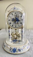 Vintage LINDEN Rose Porcelain Anniversary Clock with Glass Dome - Germany picture