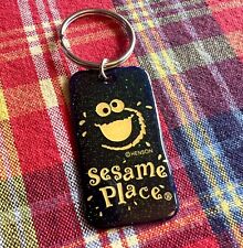 Vintage 80s Sesame Place Cookie Monster Sparkle Metal Keychain Ring Jim Henson picture