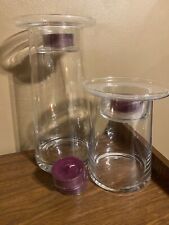 PARTYLITE  SYMMETRY MEDIUM and SMALL PILLAR HOLDER HOME DECOR CLEAR GLASS 12”8” picture
